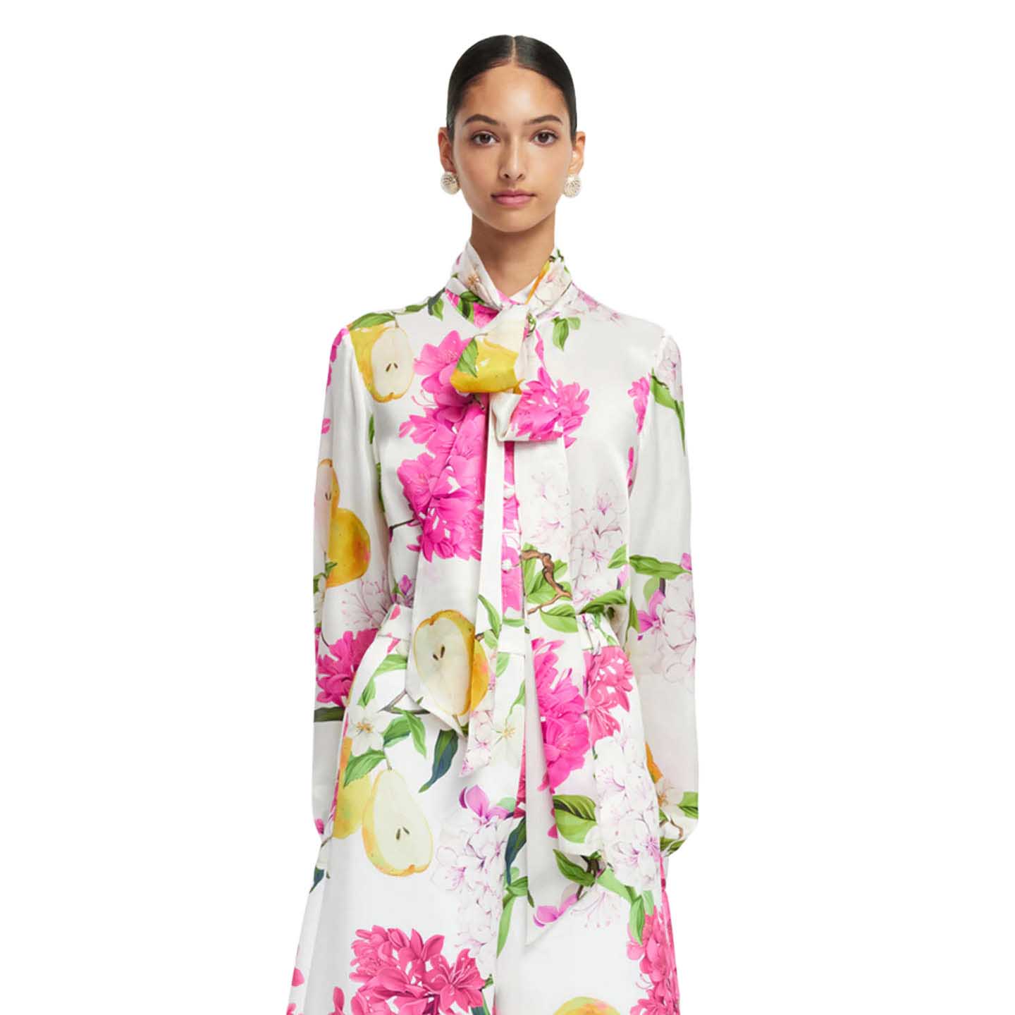 LEO LIN Freya Tie Neck Silk Blouse